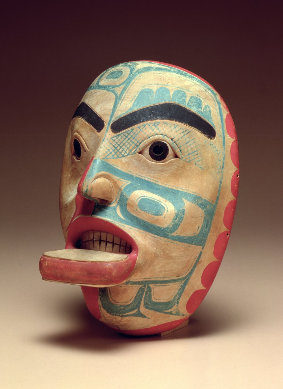 人脸面具，约 1820 年（木质彩绘） 作者 美国学校