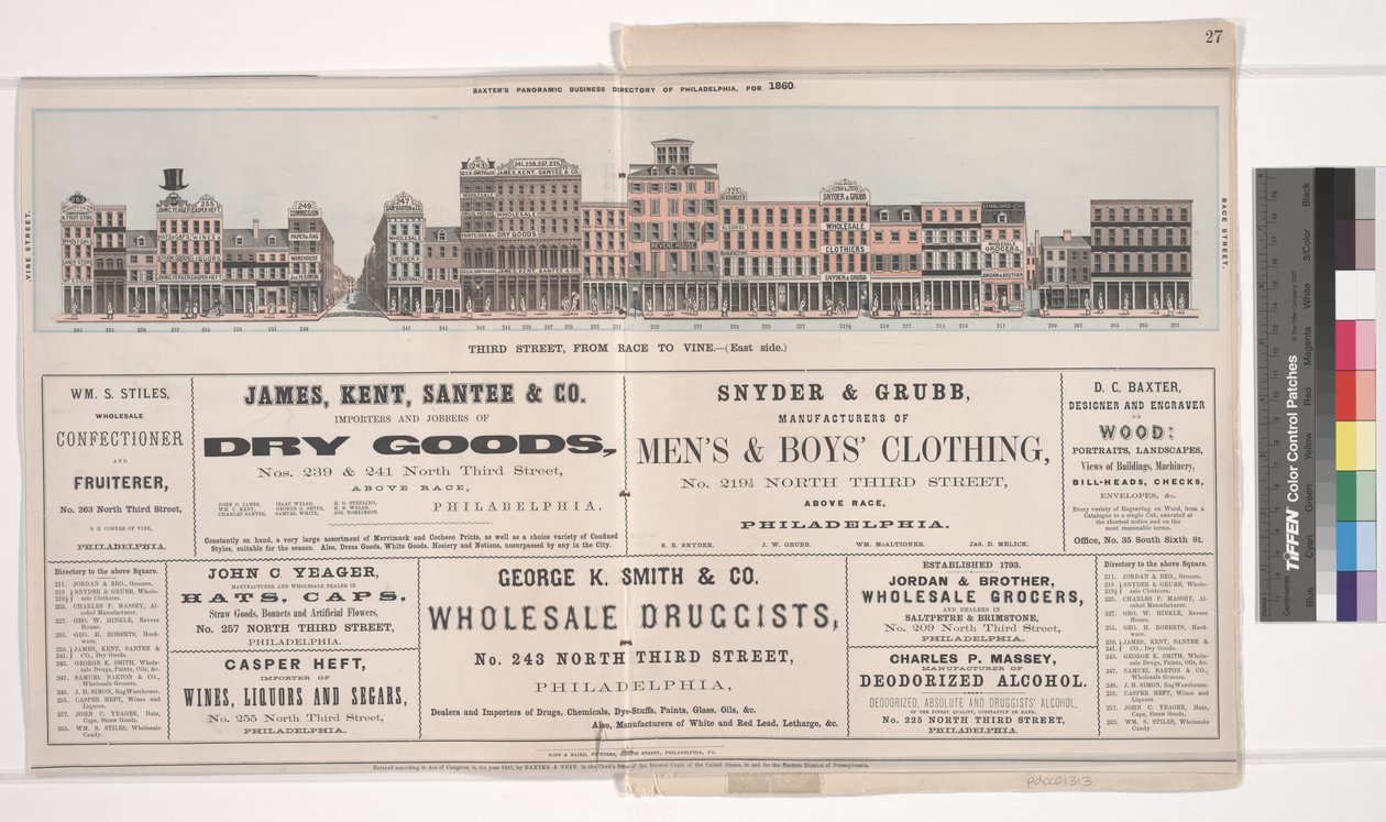 从费城的Baxters全景企业名录的例证，1860年 作者 美国学校