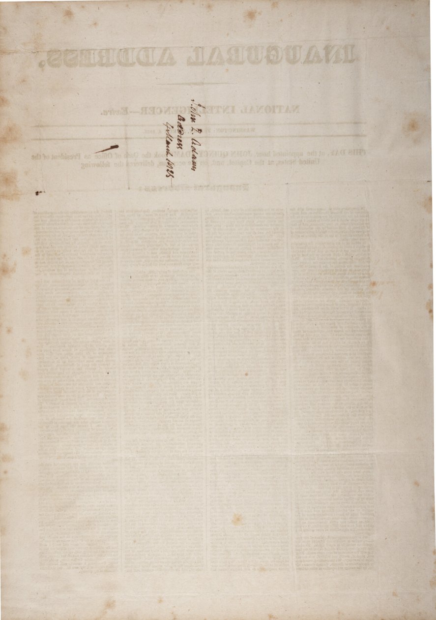 1825年3月4日John Quincy Adams的就职演说（另见GLC 696059） 作者 美国学校