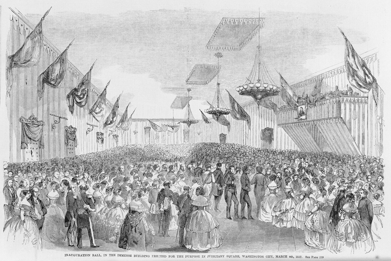 就职舞会，于1857年3月21日在Frank Leslies Illustrated Newspaper上发行 作者 美国学校