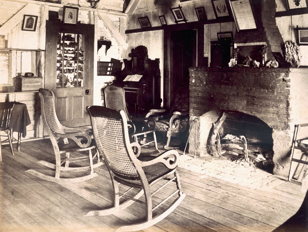 美国木棚子的内部，c.1880s 作者 美国学校