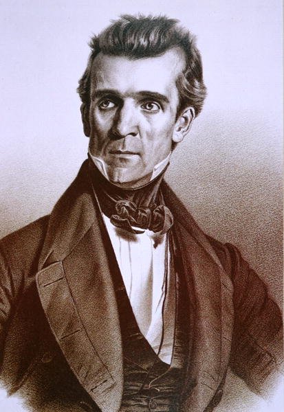 詹姆斯-诺克斯-波尔克（1795-1849）（石版画）。 作者 美国学校