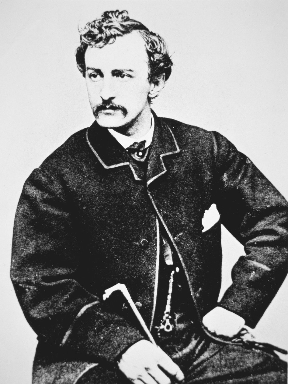 约翰-威尔克斯-布斯（1838-65）刺杀林肯的凶手（黑白照片）。 作者 美国学校