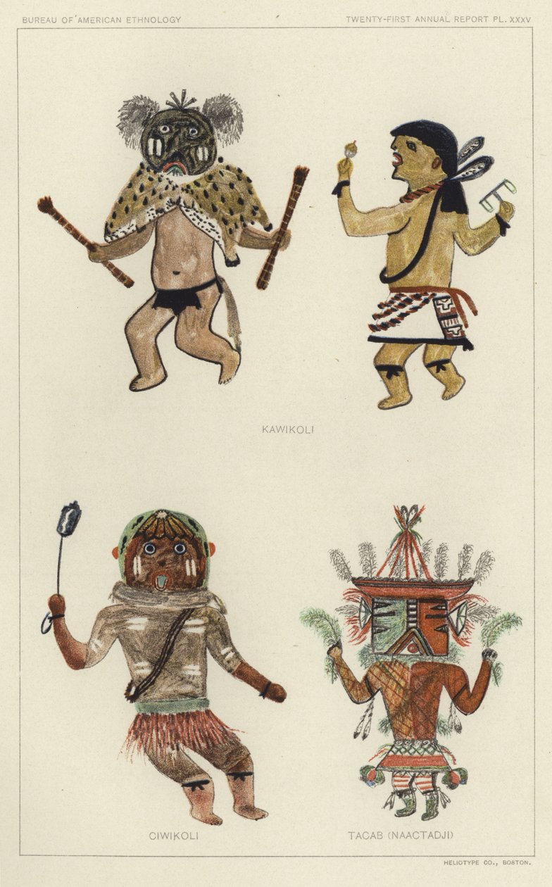 Kawikoli, Ciwikoli, Tacab (Naactadji) (彩色石版印刷) 作者 美国学校