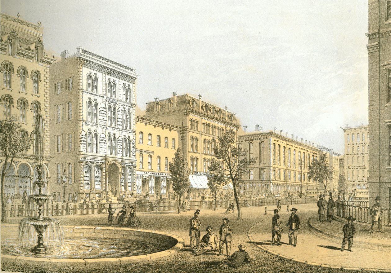 来自芝加哥画报的法院广场的LaSalle街，由James W. Sheahan撰写的文学描述，由芝加哥Jevne＆Almini出版，1866-67 作者 美国学校