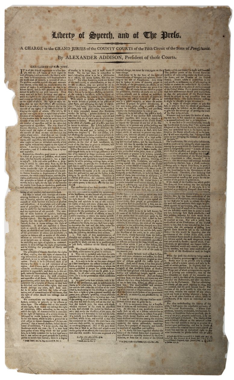 1799年1月，言论自由和新闻界 作者 美国学校