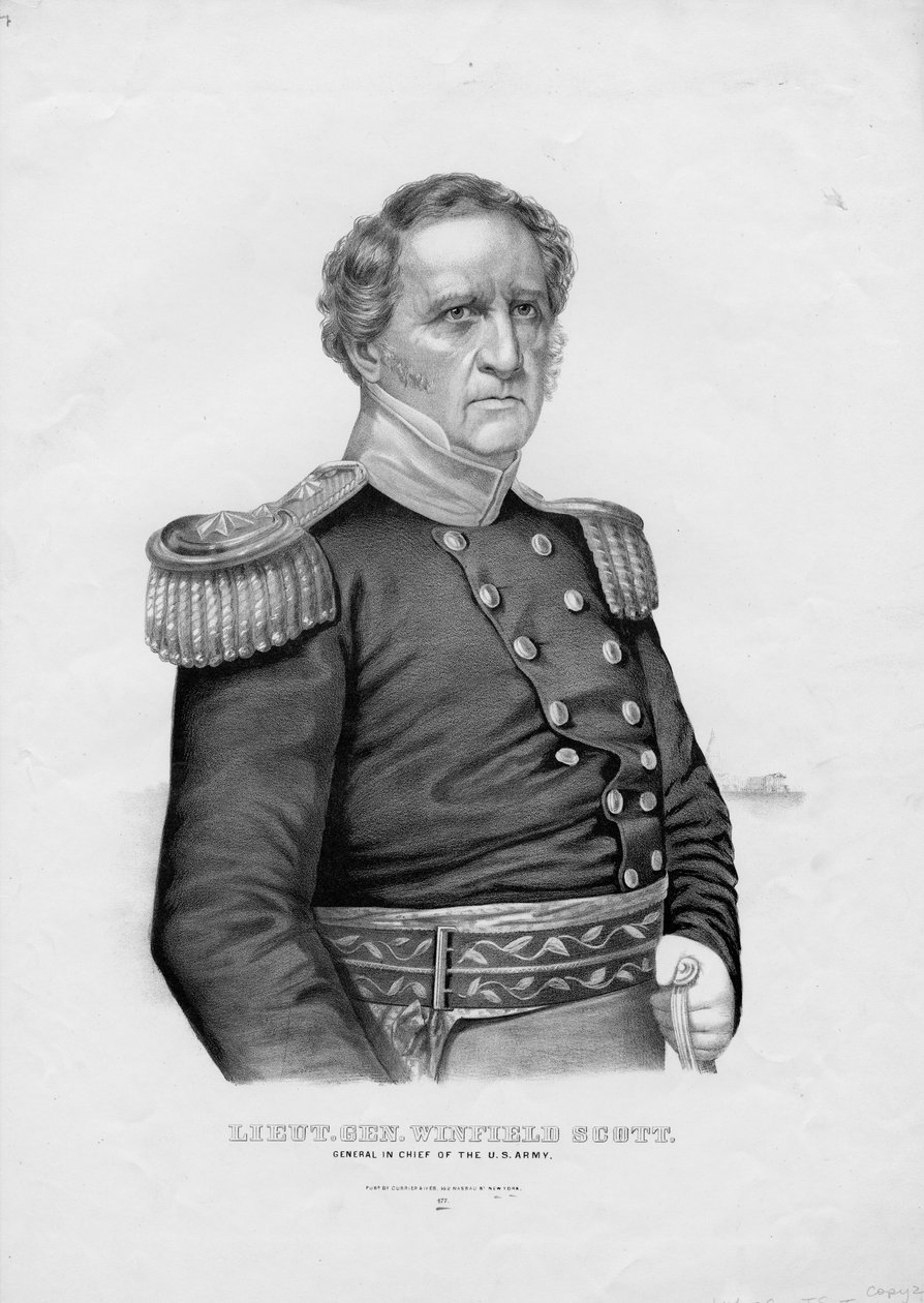 Lieut。美国陆军总司令温菲尔德斯科特将军。作者：Currier＆Ives，第1860页 作者 美国学校