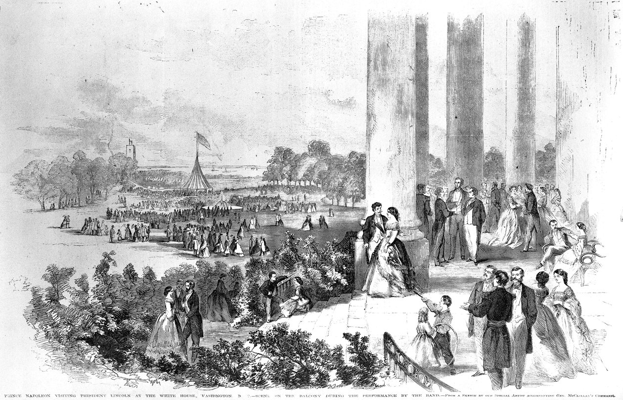 林肯白宫接待皇帝拿破仑（1808-73）来自Frank Leslies Illustrated Newspaper 1861年8月17日 作者 美国学校