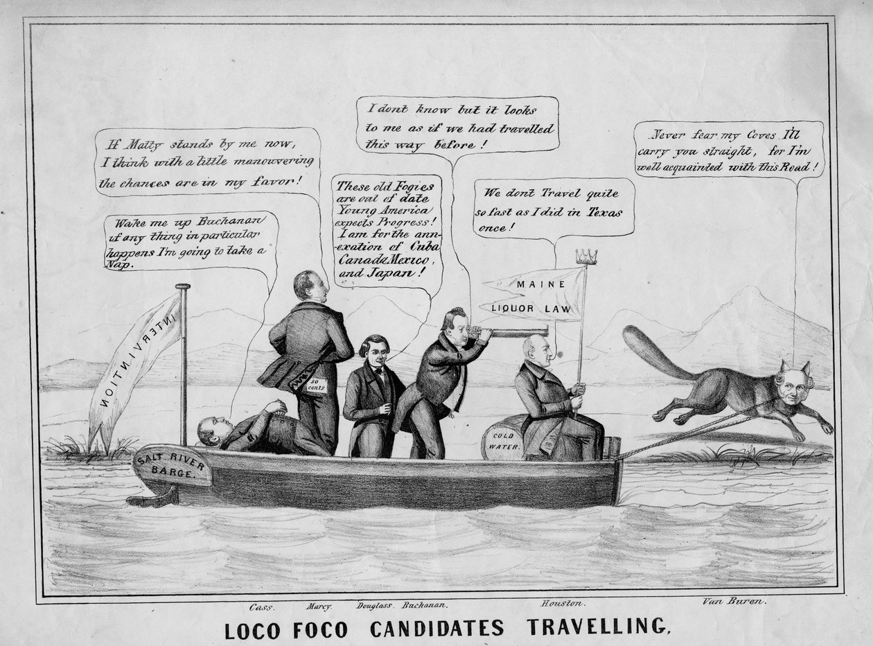 乘坐运河系统的Loco Foco候选人，由J Childs，纽约出版，c.1848 作者 美国学校
