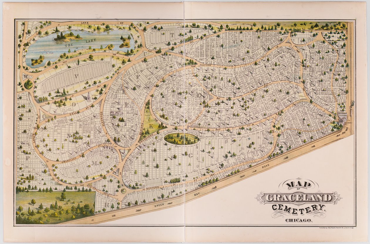 格瑞斯兰公墓地图，约1875年 作者 美国学校