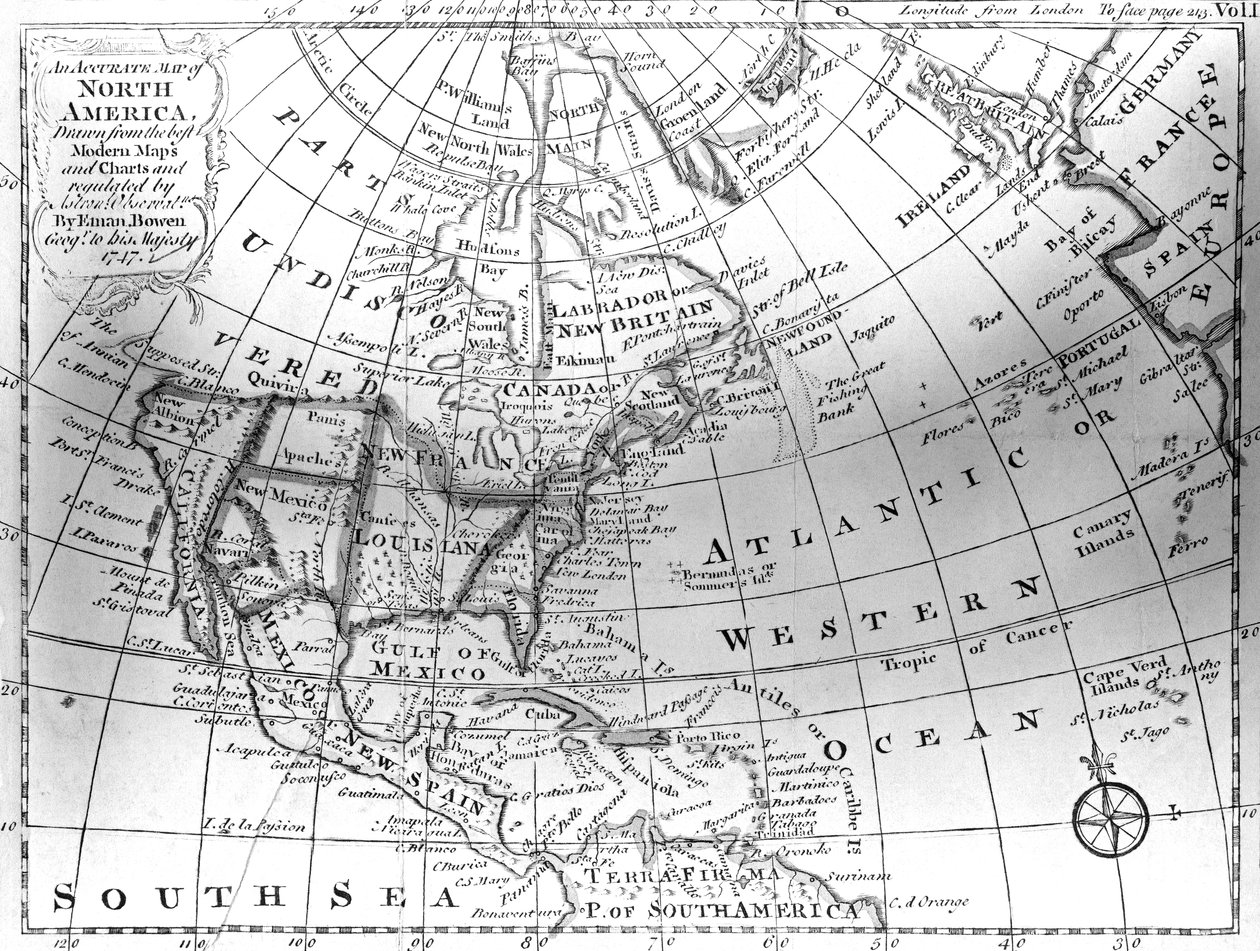 北美地图，1747年 作者 美国学校