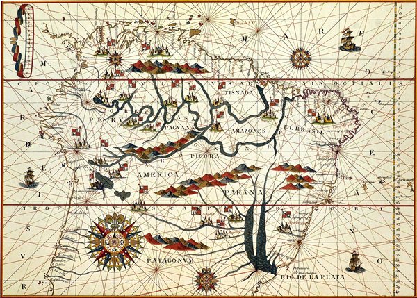 1582年的南美洲地图 作者 美国学校