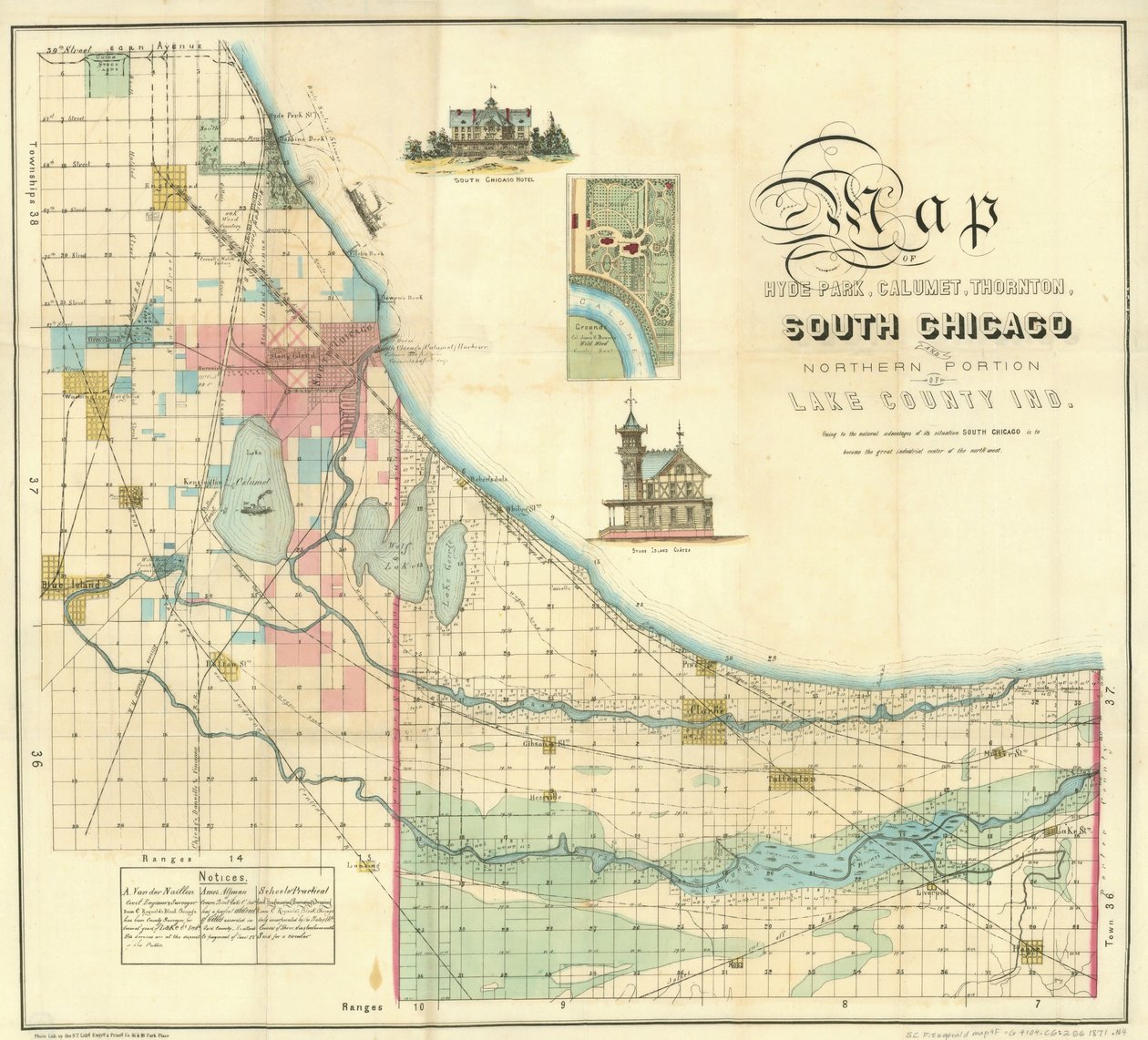 1871年南芝加哥地图 作者 美国学校
