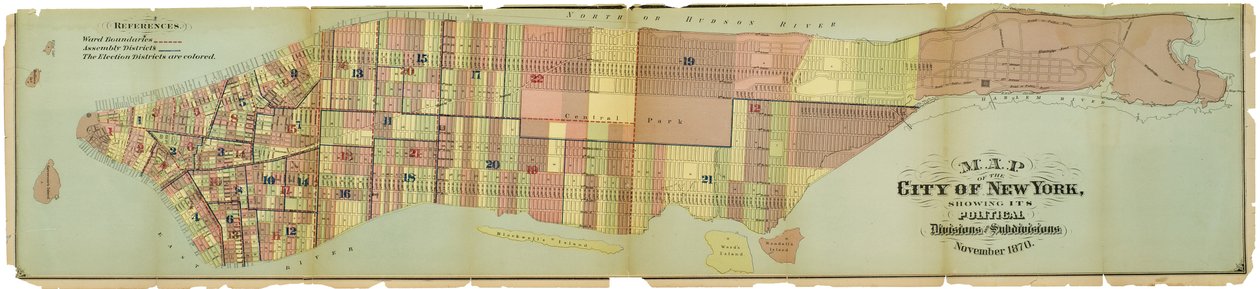 纽约市地图，显示其政治区划和分区 作者 美国学校