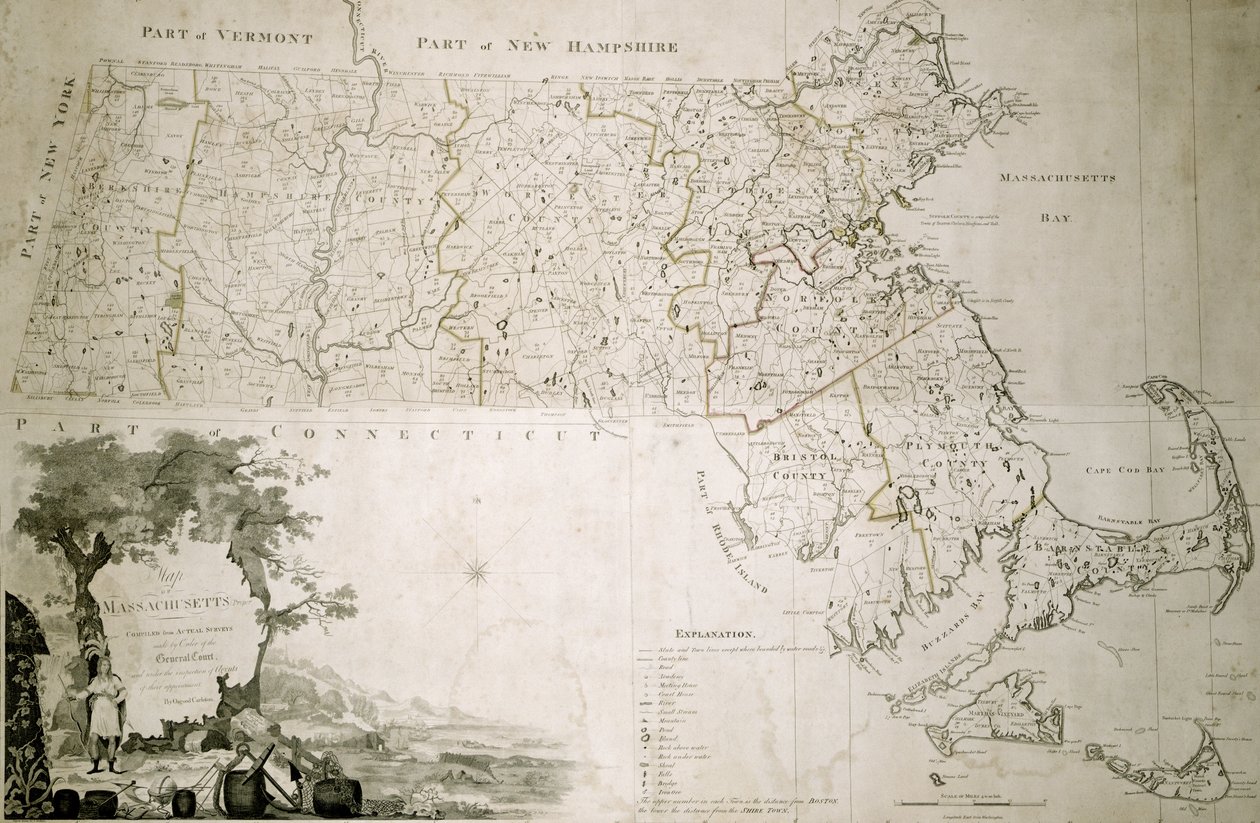 1801年马萨诸塞州的地图 作者 美国学校