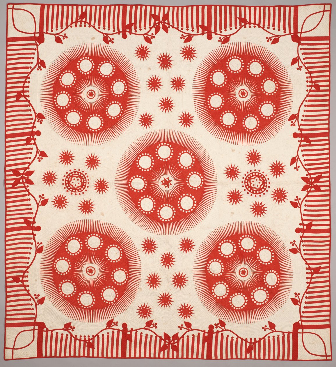 1840-50年“ Mariner&39;s Compass”或“ Sunburst”被子（贴花棉） 作者 美国学校