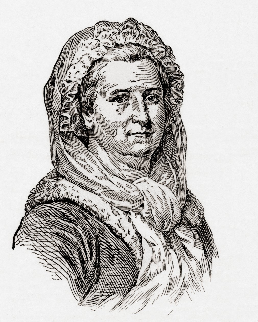 玛莎·华盛顿 (Martha Washington)，摘自《我们国家的历史》，1905 年出版（木版画） 作者 美国学校