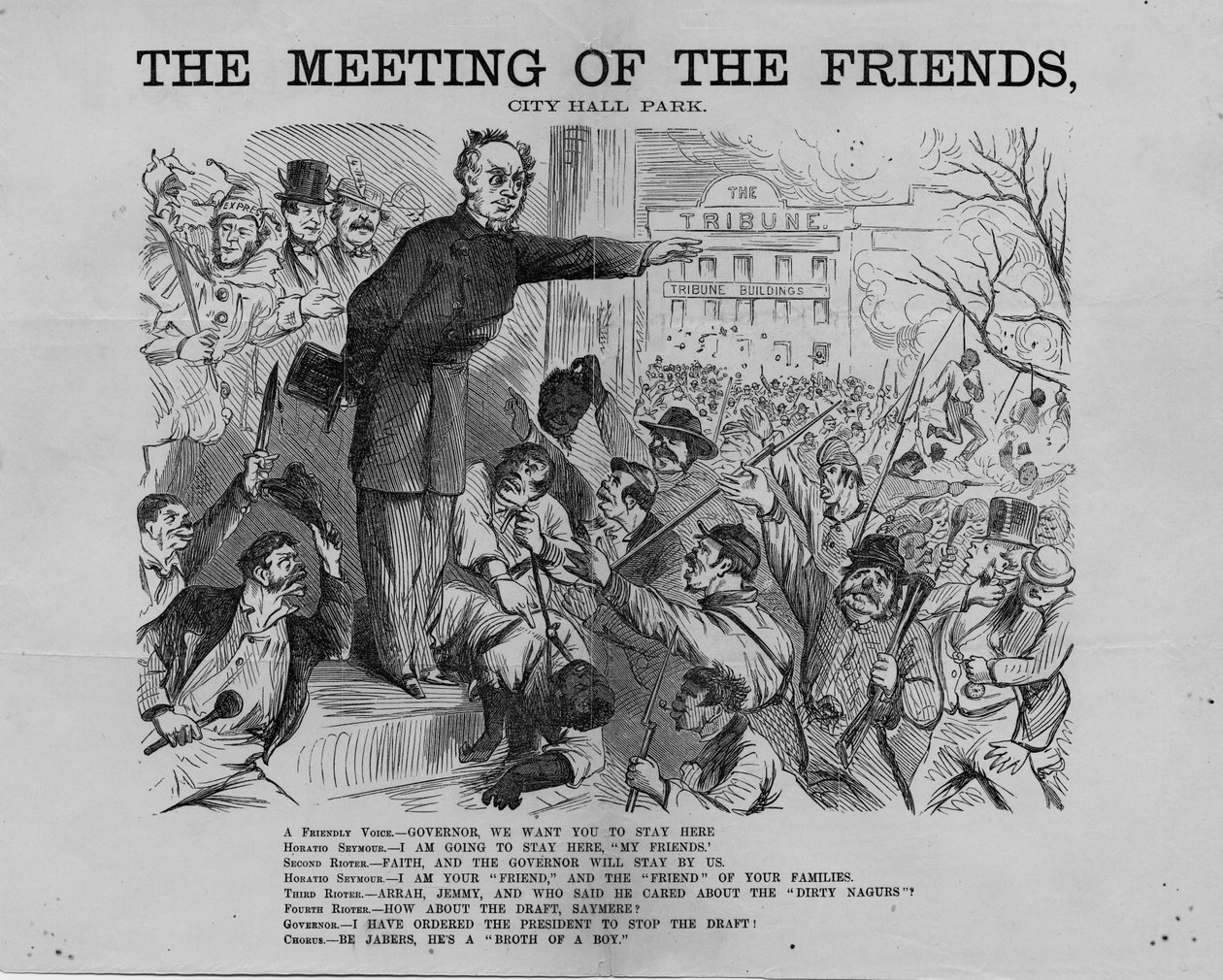 会议的朋友，市政厅公园，由纽约的HL Stephens出版，c.1863 作者 美国学校