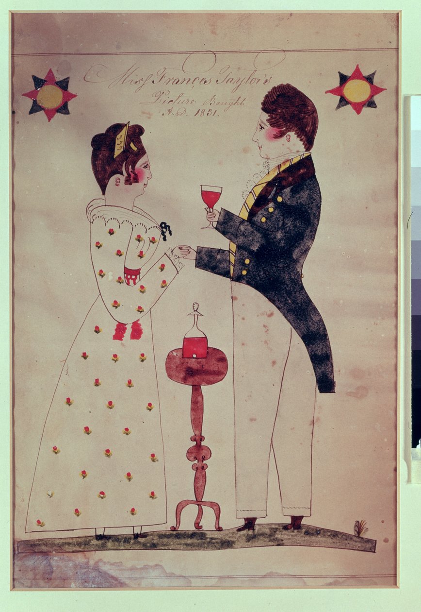 弗朗西斯·泰勒小姐和未婚夫，1831年（纸上写着） 作者 美国学校