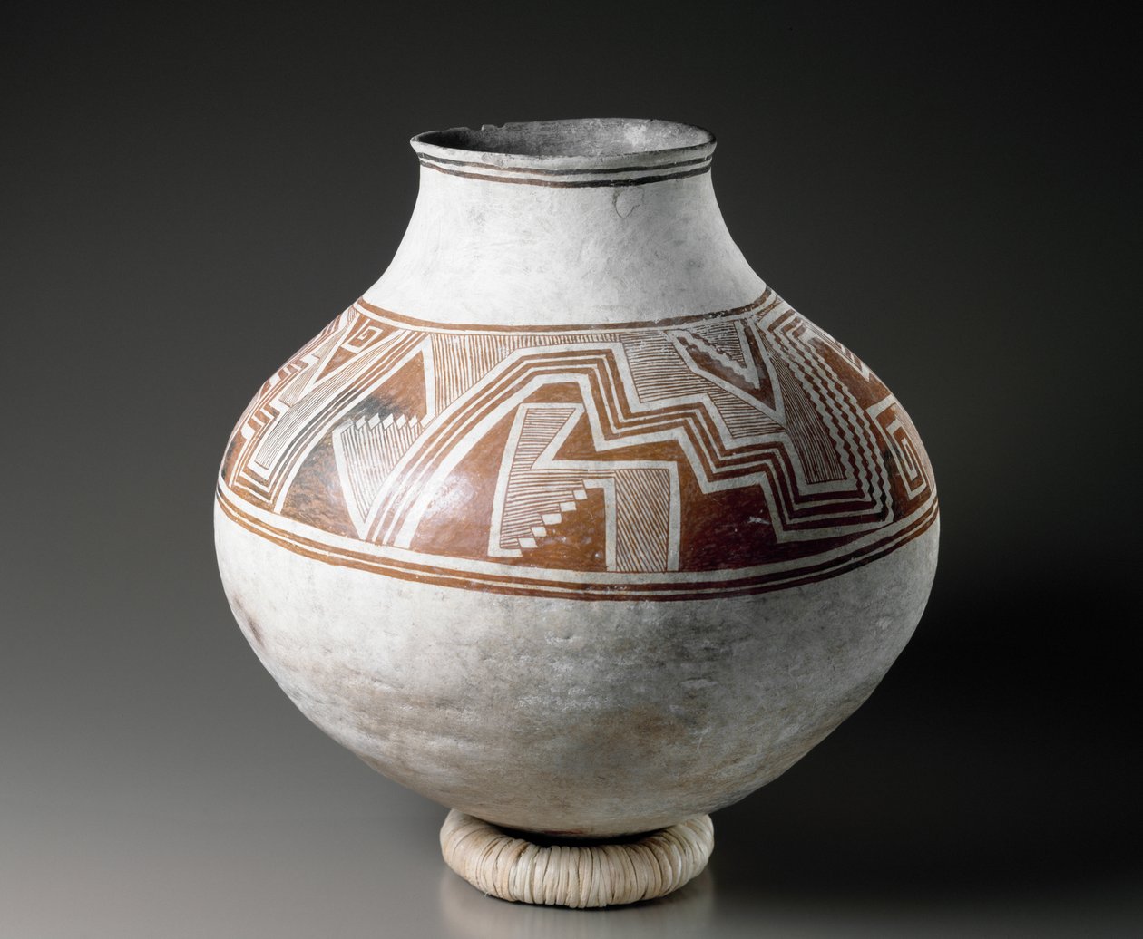 Mogollon罐与几何设计，风格II，1025-1150（陶器与bichrome滑动打印） 作者 美国学校