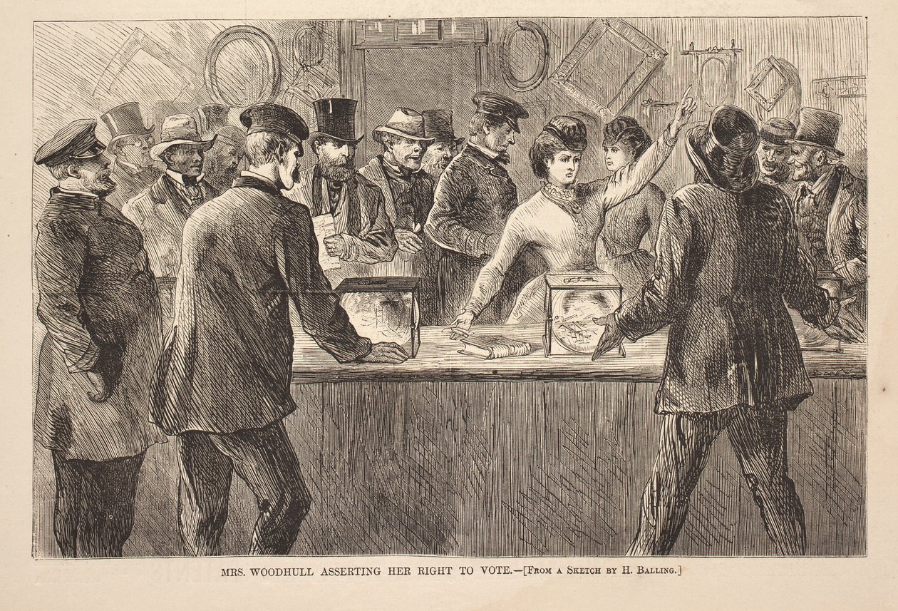 Mrs. Woodhull Asserting Her Right to Vote, engraving from Harpers Weekly, November 25 作者 美国学校
