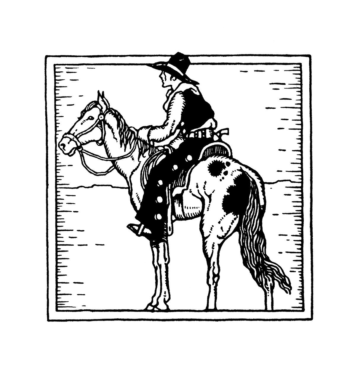 Old West American Cowboy on Horseback 作者 美国学校