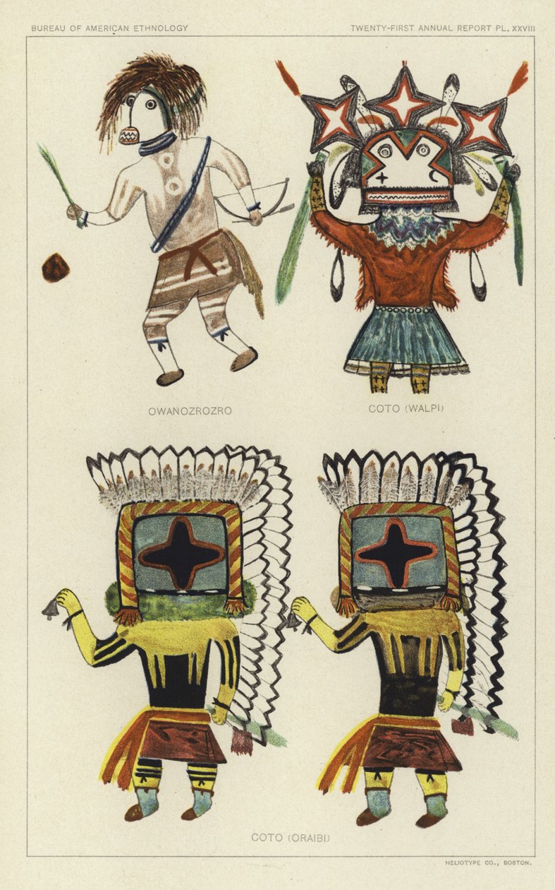 Owanozrozro, Coto (Walpi), Coto (Oraibi) (彩色印刷) 作者 美国学校