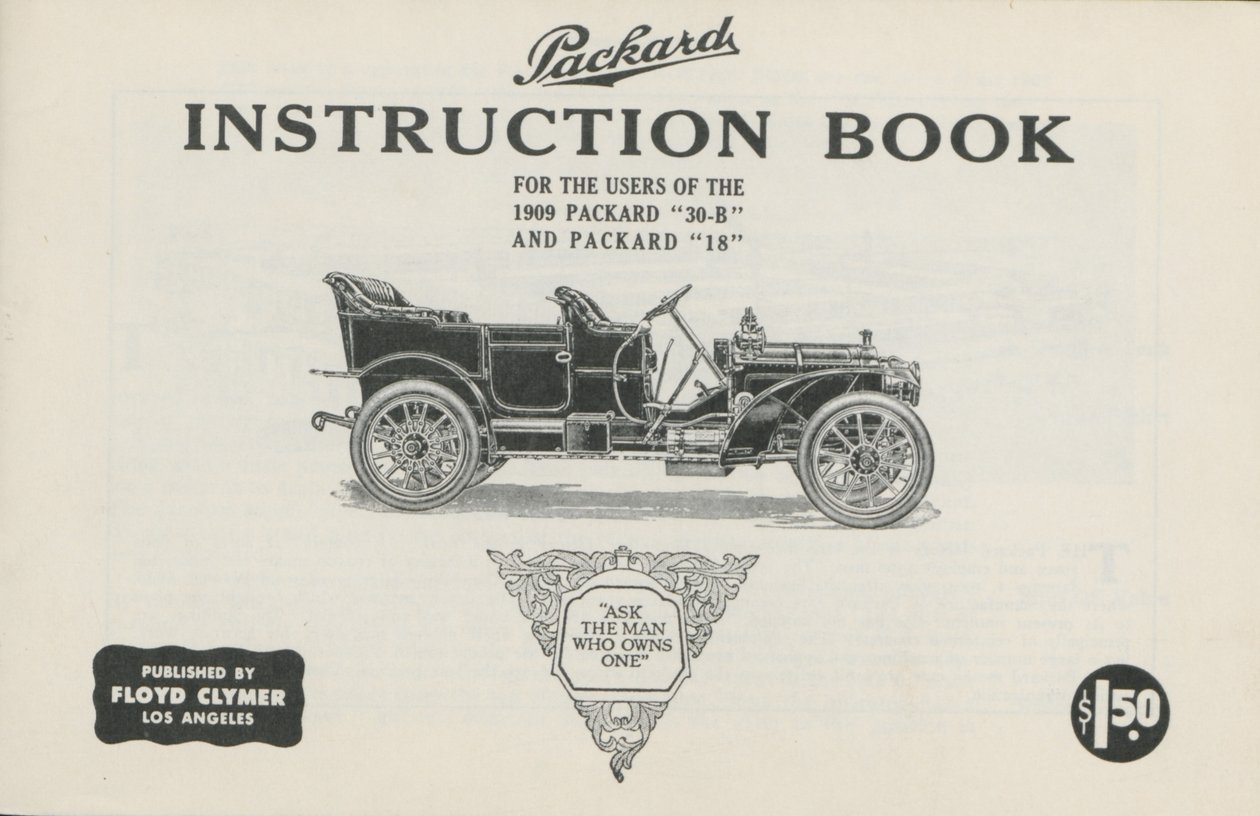 1909 Packard 30-B和Packard 18,1909用户的Packard说明书 作者 美国学校