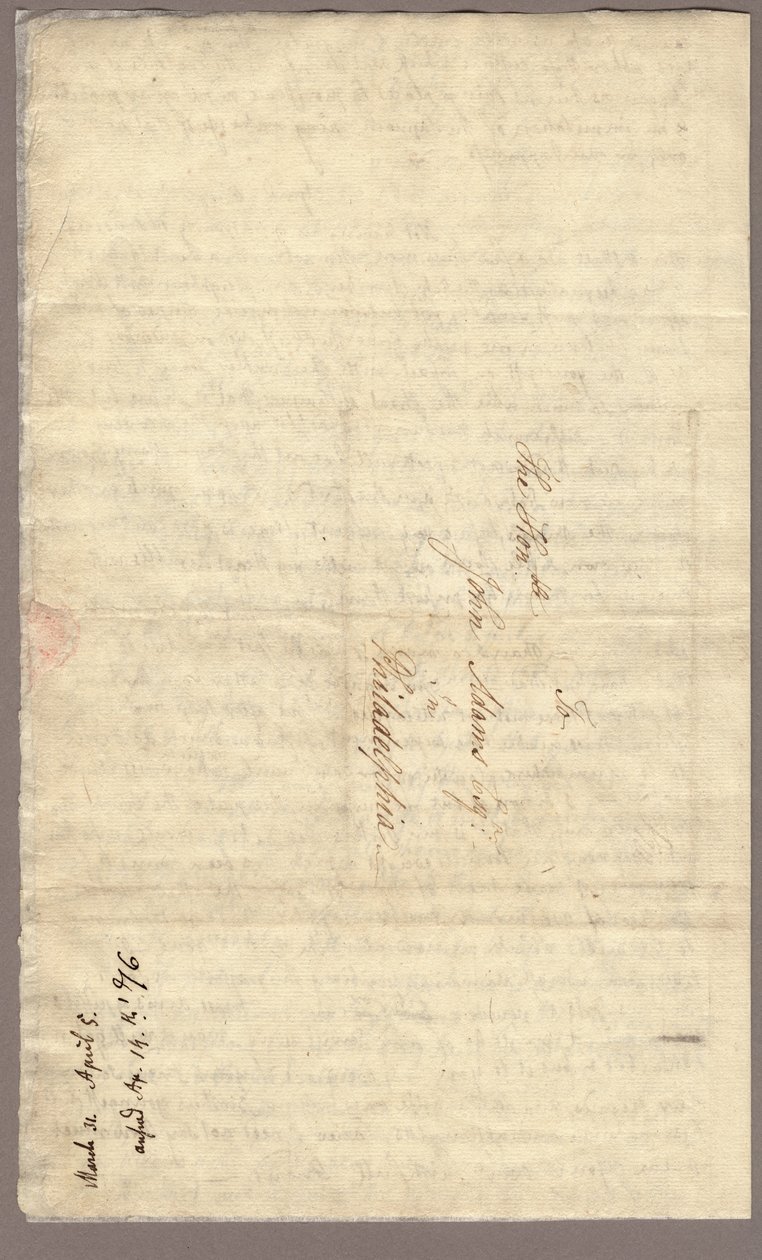 第4页，阿比盖尔-亚当斯给约翰-亚当斯的信，1776年3月31日-4月5日（纸上墨水）。 作者 美国学校