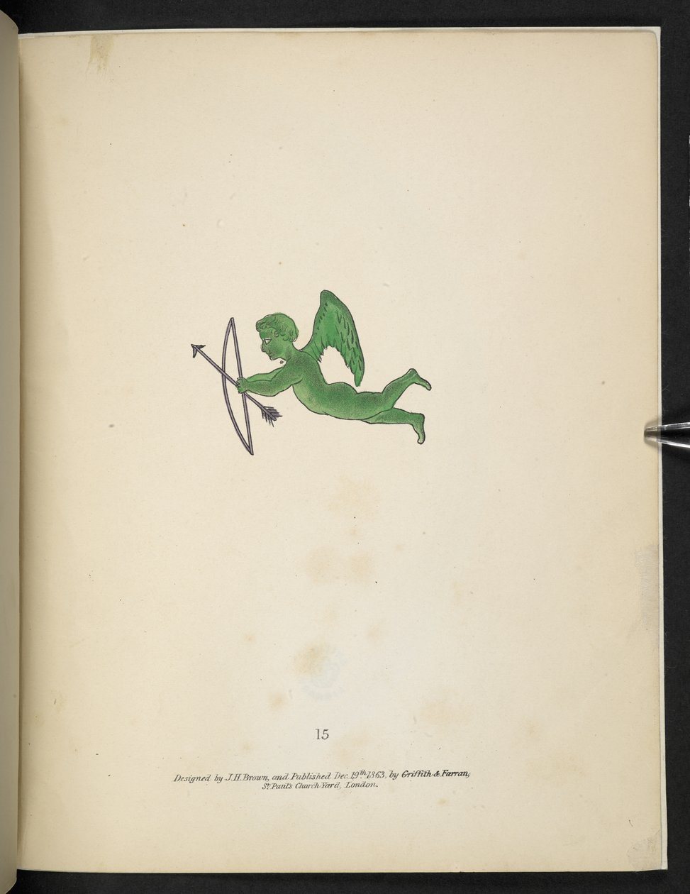 图版 15.绿色丘比特像。 Spectropia; or, Surprising spectral illusions showing ghosts everywhere, and of any colour, etc. ser.J.H. 布朗 1864 年 作者 美国学校