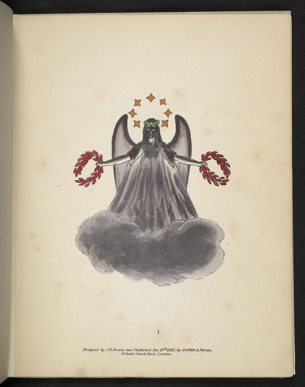 图版 1.一个黑暗天使。 Spectropia; or, Surprising spectral illusions showing ghosts everywhere, and of any colour, etc. ser. 1. J. H. Brown, 1864.1. J.H. 布朗，1864 年 作者 美国学校