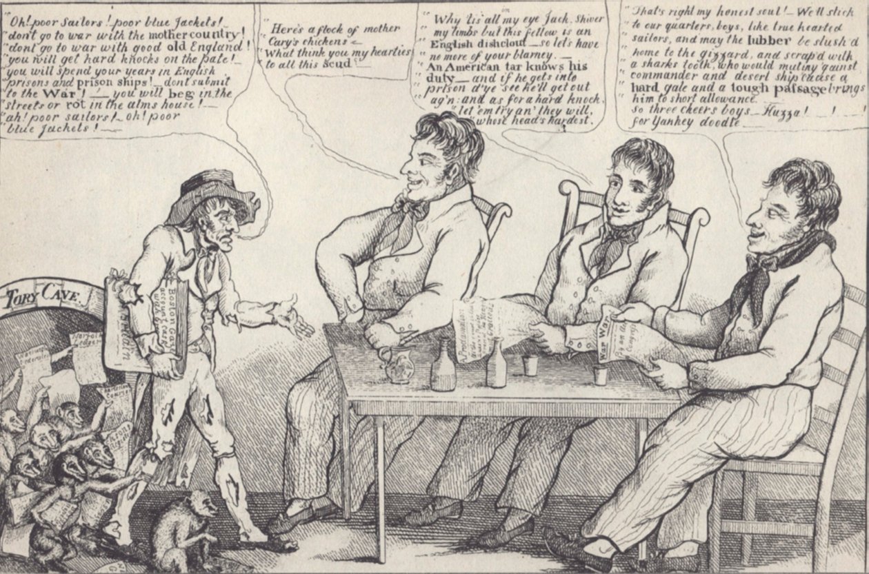 1812 年战争前夕的政治漫画，约 1812 年（石版画） 作者 美国学校