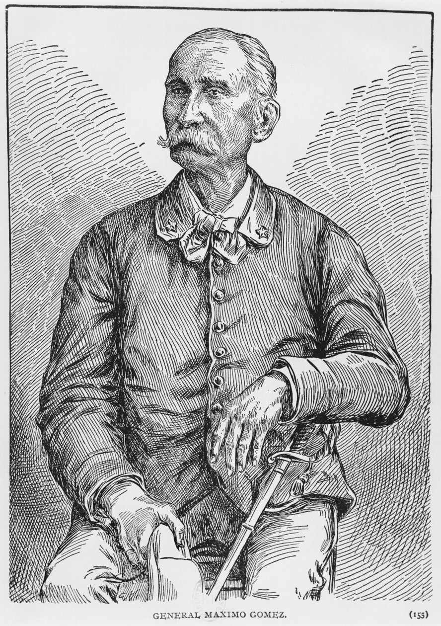 1898年出版的Murat Halstead的古巴故事Maximo Gomez将军（1836-1905）的肖像 作者 美国学校