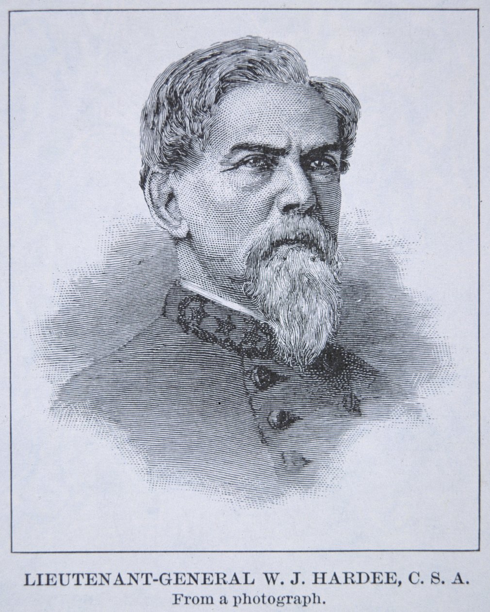 W.J. Hardee中将（1815-73）的肖像（石印）。 作者 美国学校