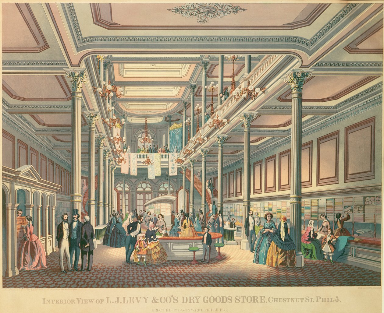 海报广告Levys Dry Goods Store，Philadephia，由LN Rosenthal出版，1857年 作者 美国学校