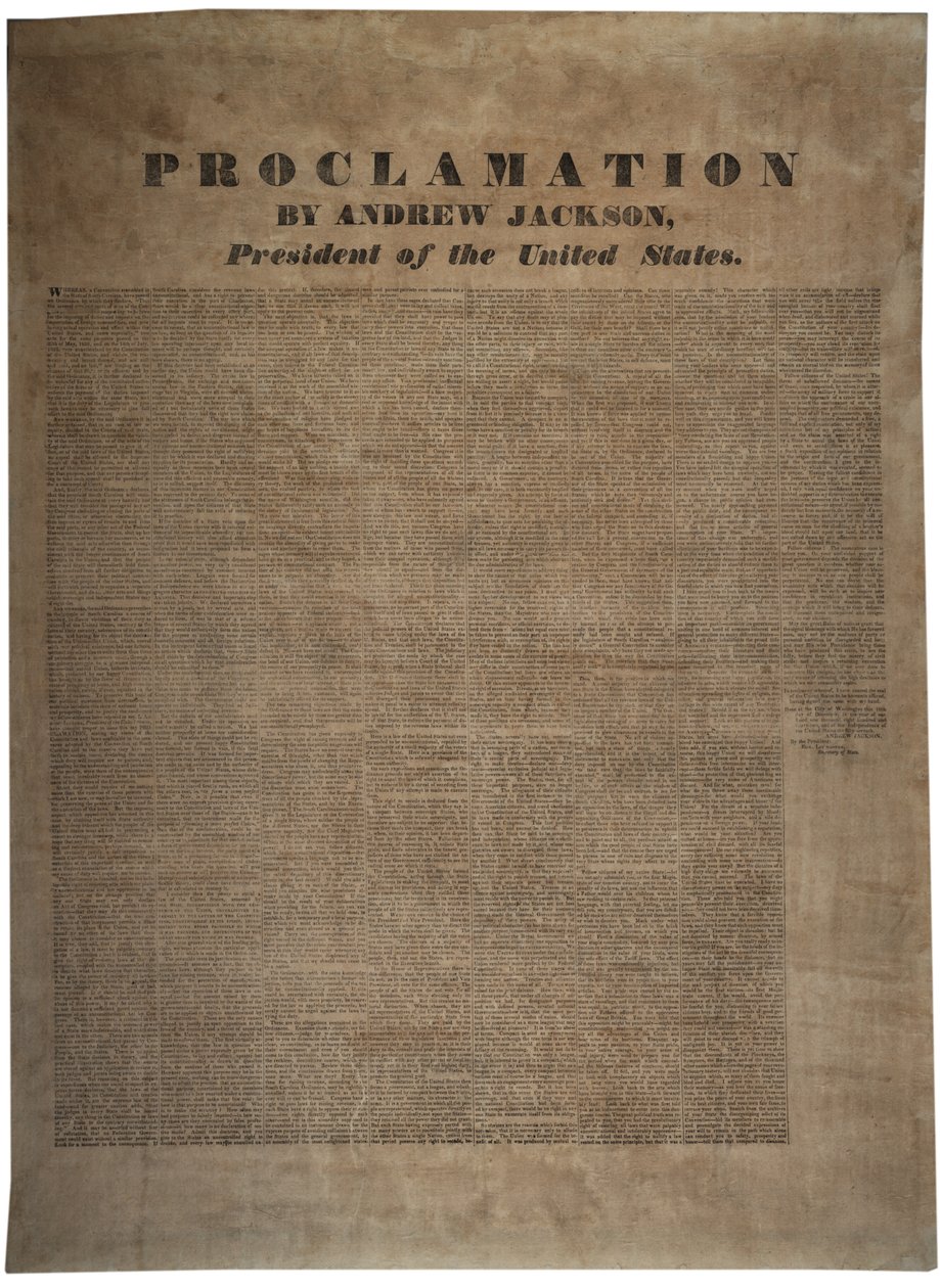 1832年12月10日，美国总统安德鲁·杰克逊（1767-1845）宣布 作者 美国学校