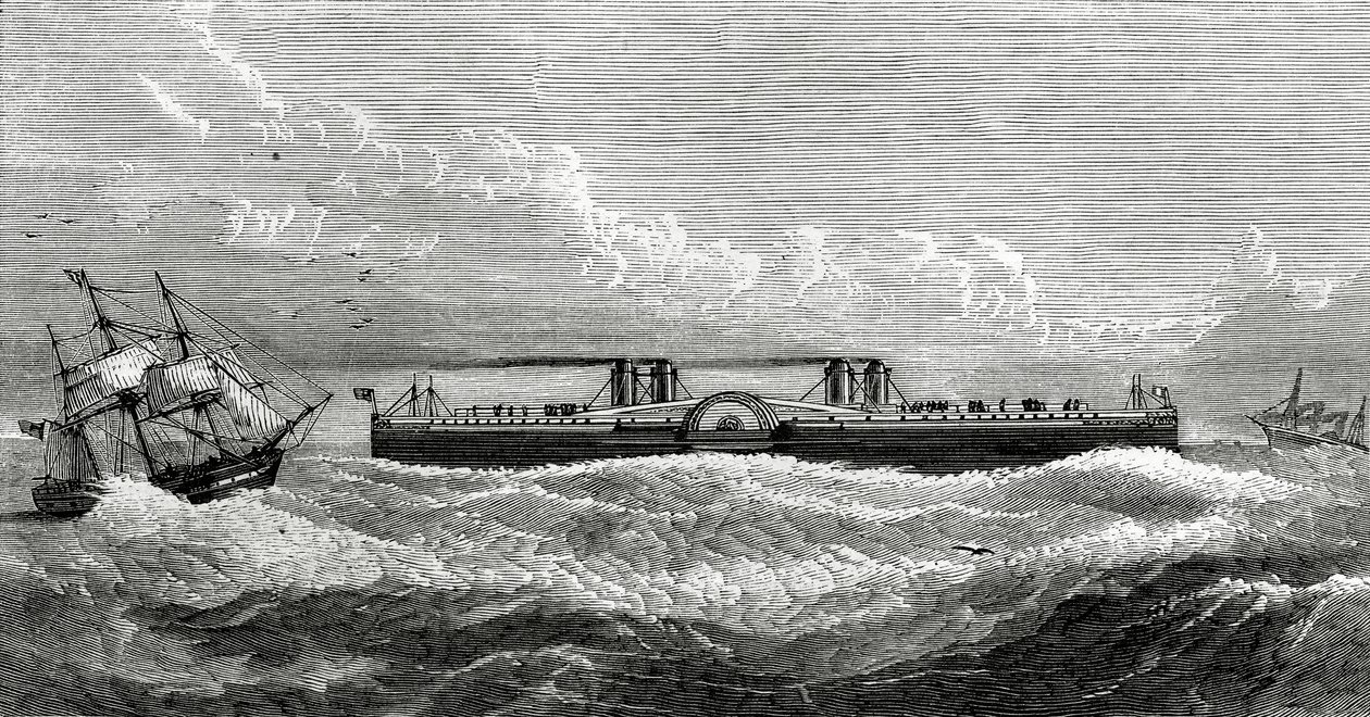 拟议的多佛和加来之间的轮渡蒸汽船，插图来自Appletons Journal，1872年5月4日 作者 美国学校