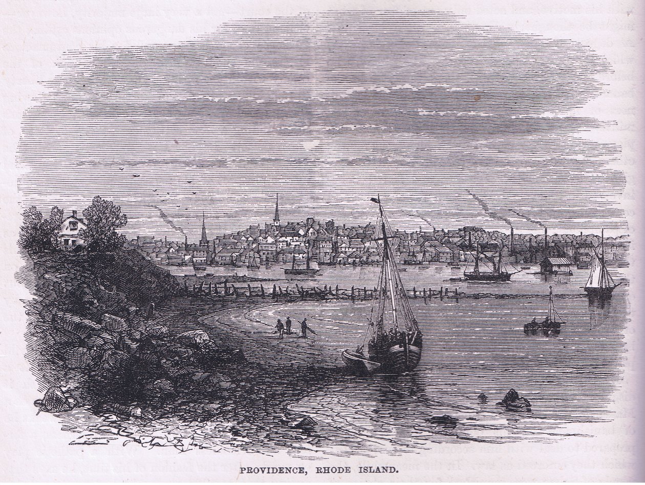 罗德岛普罗维登斯，插图来自卡塞尔的美国酒吧历史。 由 Petter & Galpin c.1890 (石版画) 作者 美国学校