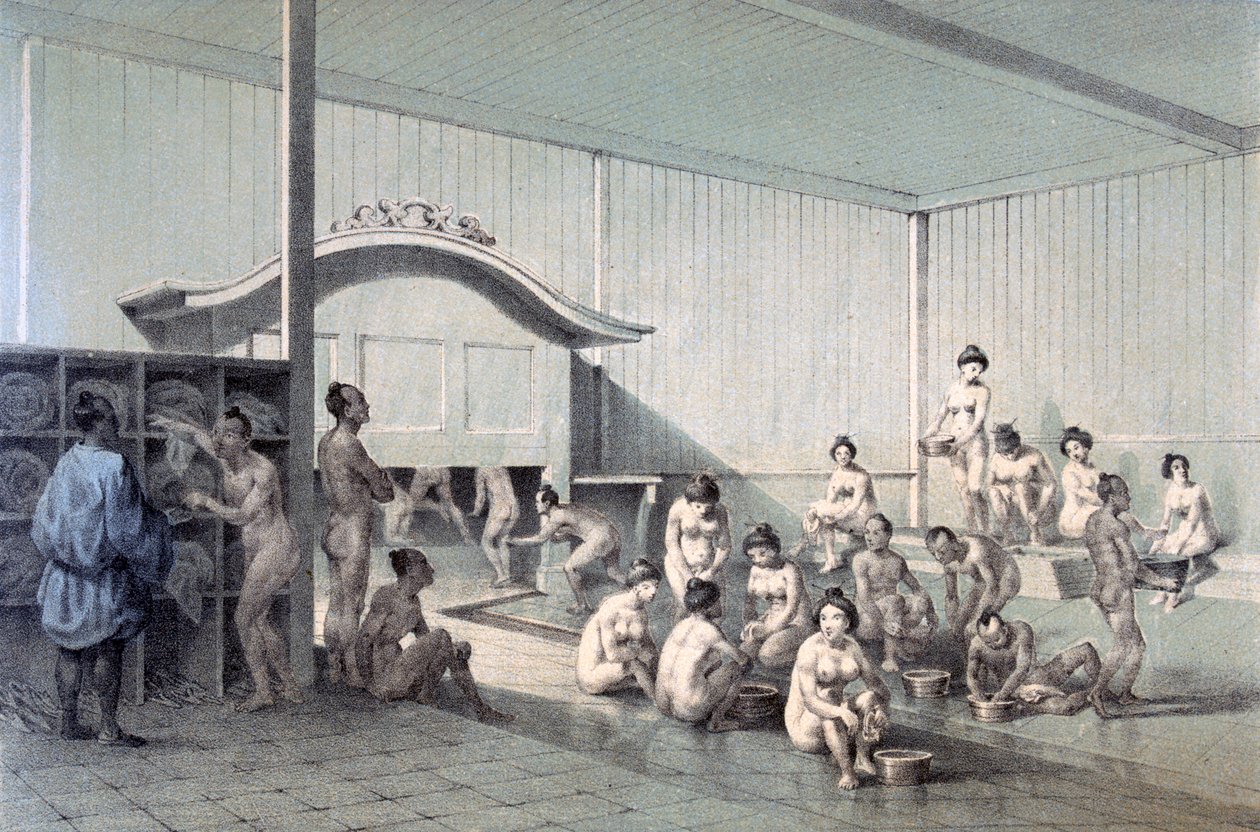锡诺达公共浴场，1856年（彩色aquatint） 作者 美国学校