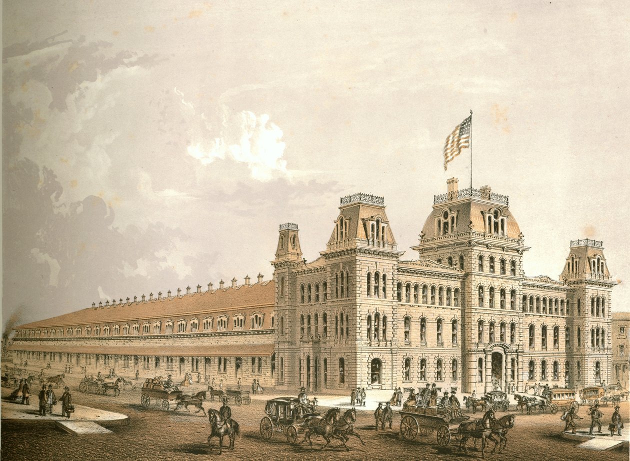 铁路仓库，来自芝加哥画报，由James W. Sheahan撰写的文学描述，由芝加哥Jevne＆Almini出版，1866-67 作者 美国学校