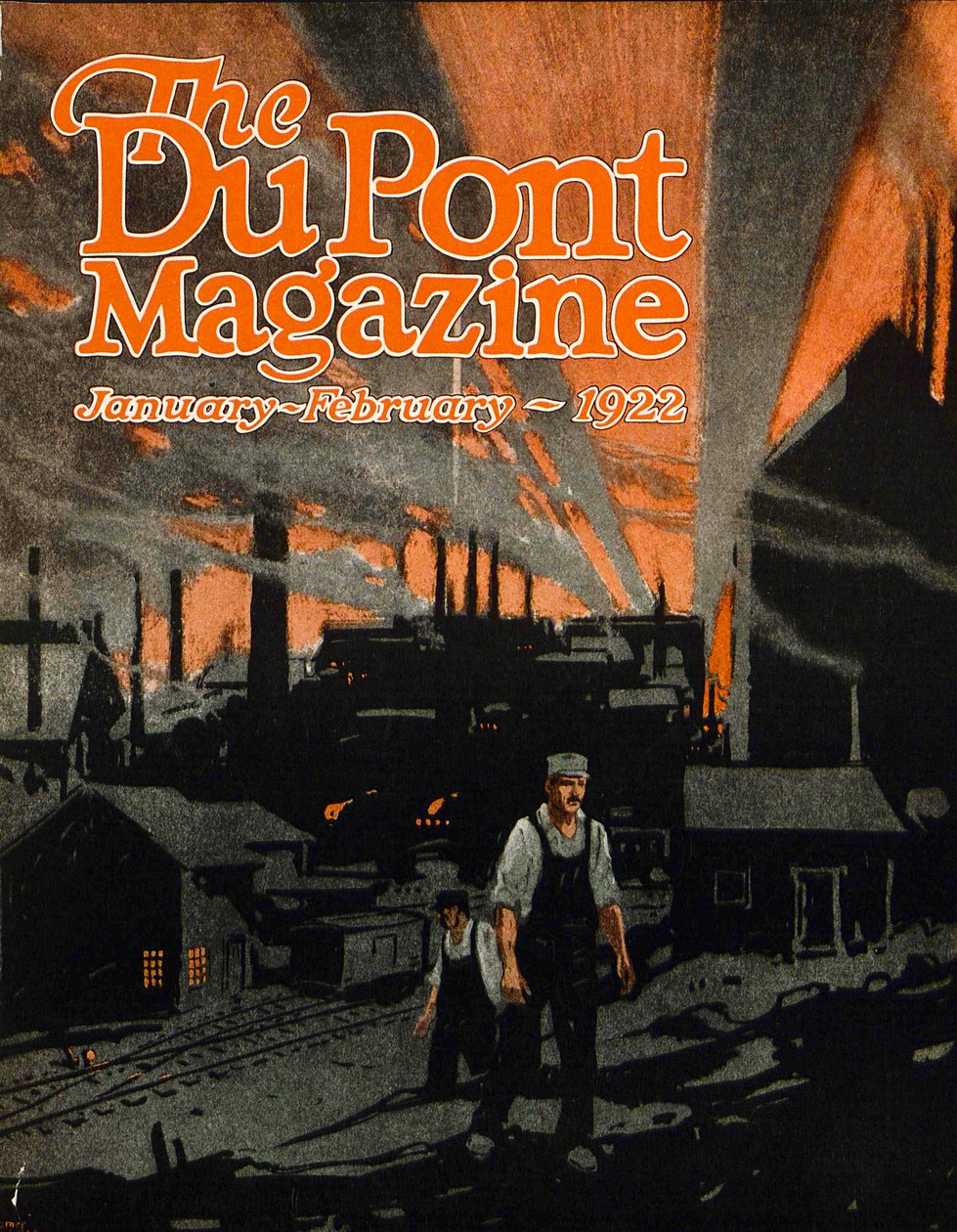 1922年1月至2月，杜邦杂志的封面用Dynamite筹建铁路桥 作者 美国学校