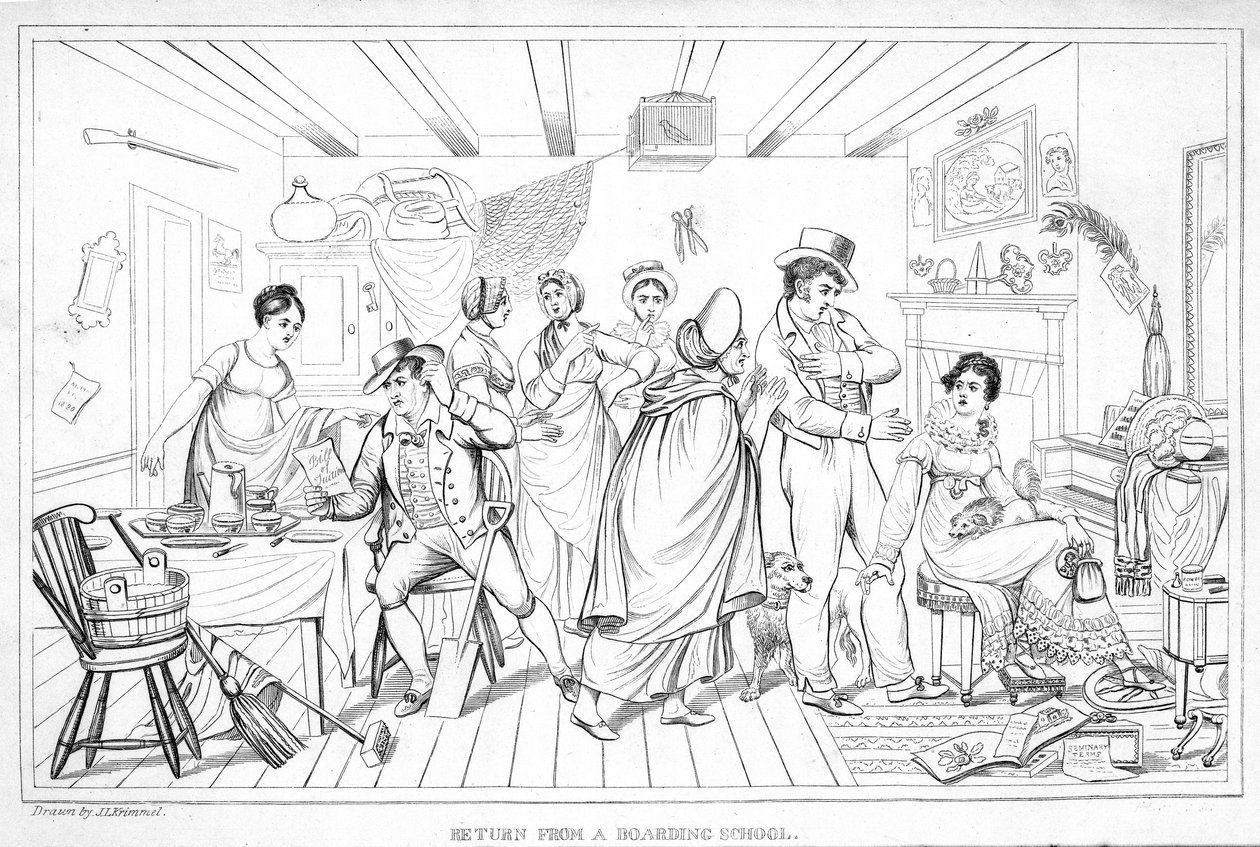 从寄宿学校返回，来自Analectic Magazine，v.2。，1820（见257118） 作者 美国学校