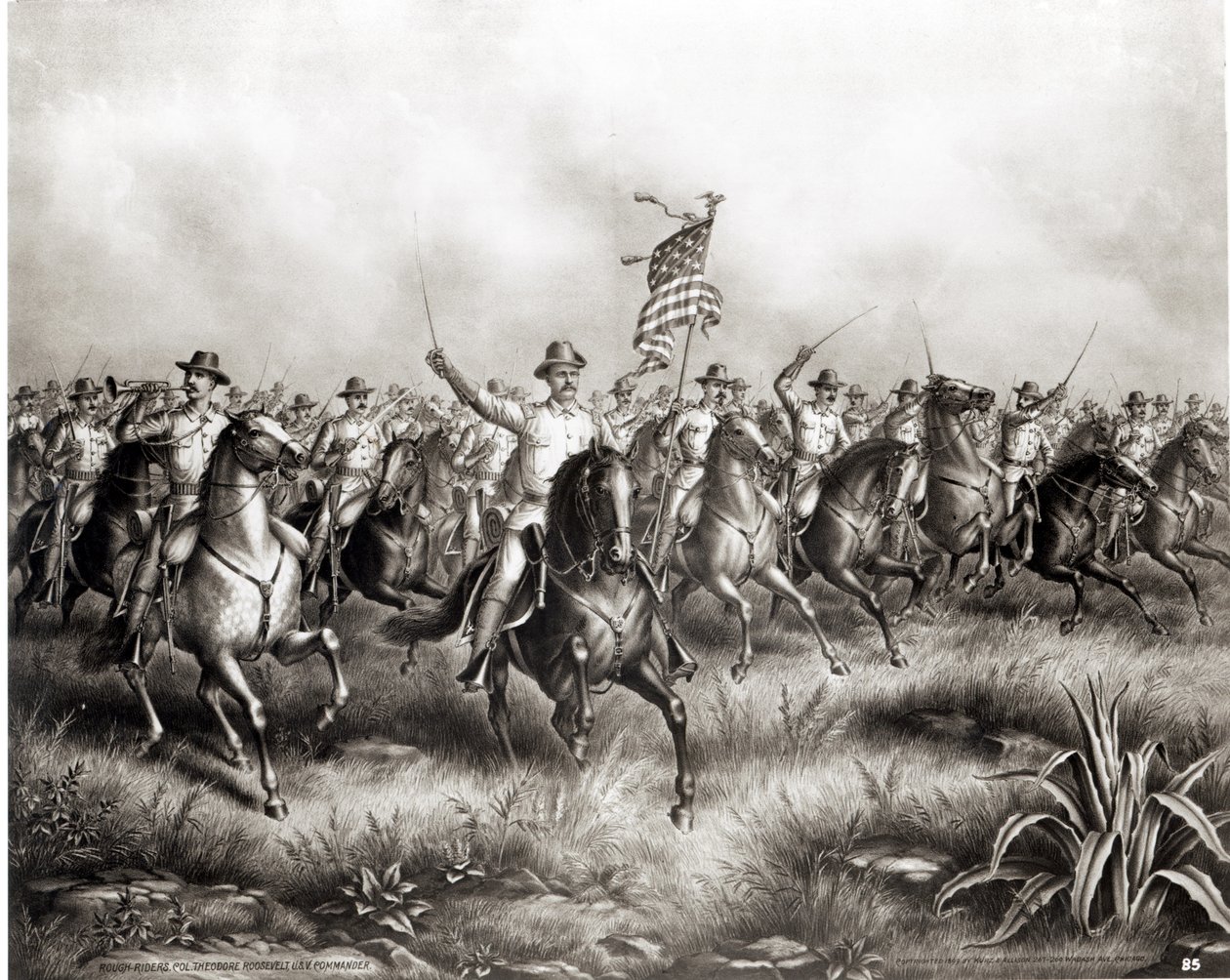 粗糙骑士：西奥多·罗斯福上校，美国驻圣地亚哥圣胡安山指挥官，1898年 作者 美国学校