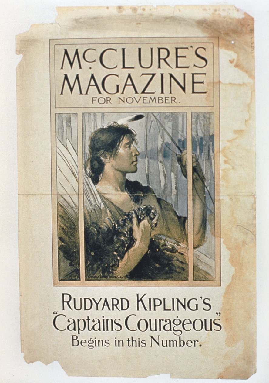Rudyard Kiplings Captain Courageous在11月版的Mcclures杂志上 作者 美国学校