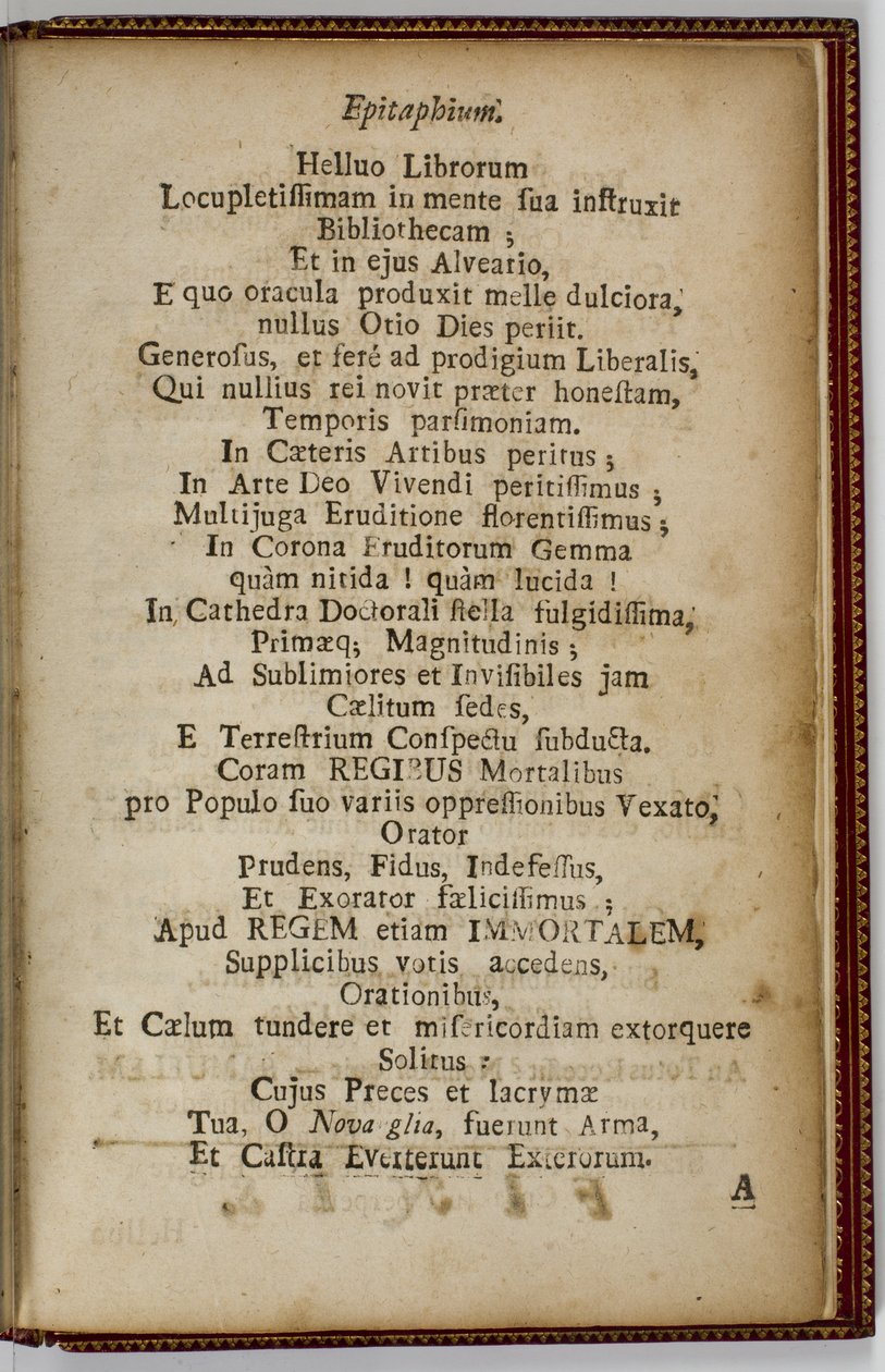 塞缪尔·马瑟，Efitaphium，1724 作者 美国学校
