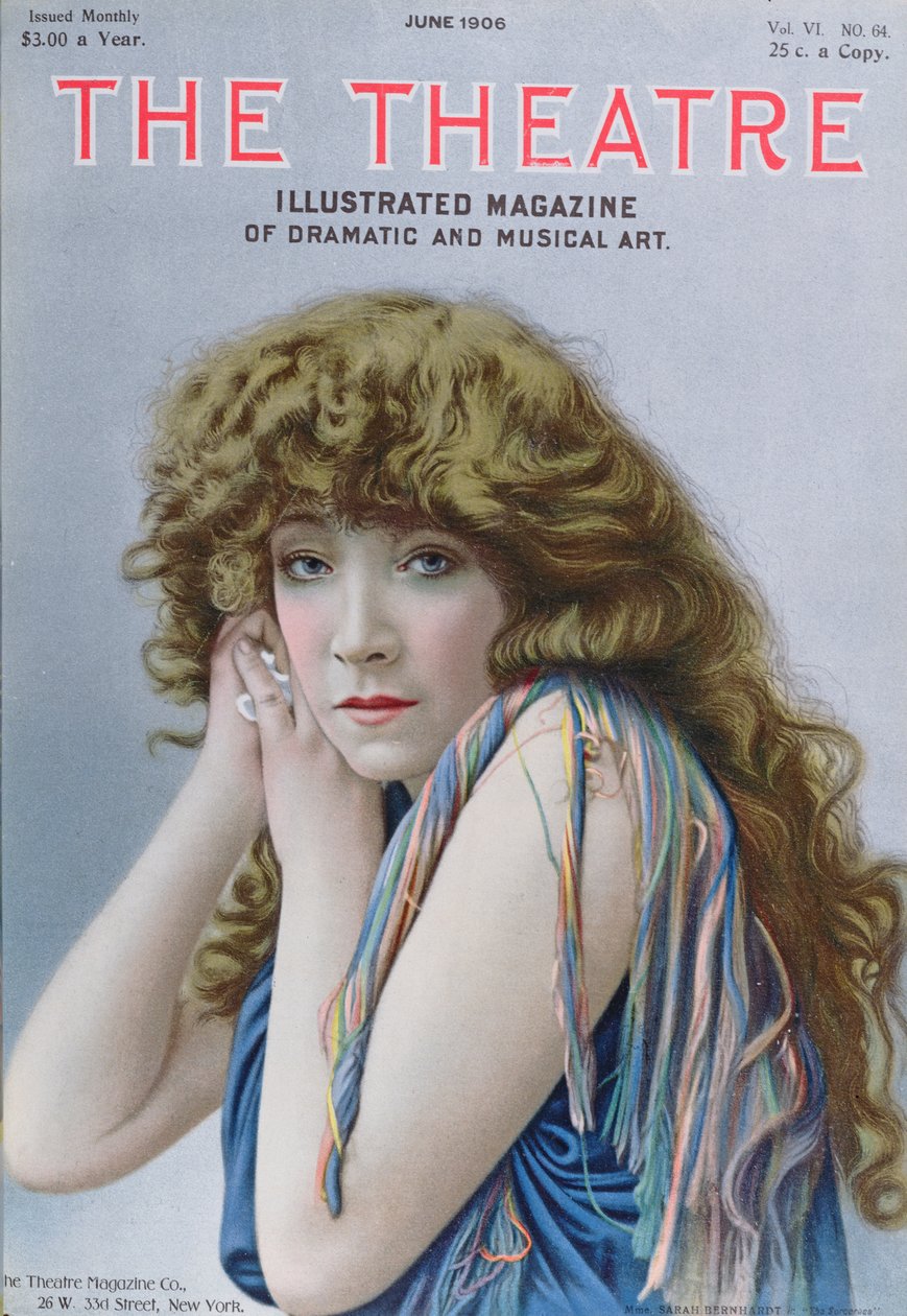 Sarah Bernhardt扮演女巫的角色，是Sardou的戏剧，封面于1908年6月剧院杂志的插画 作者 美国学校