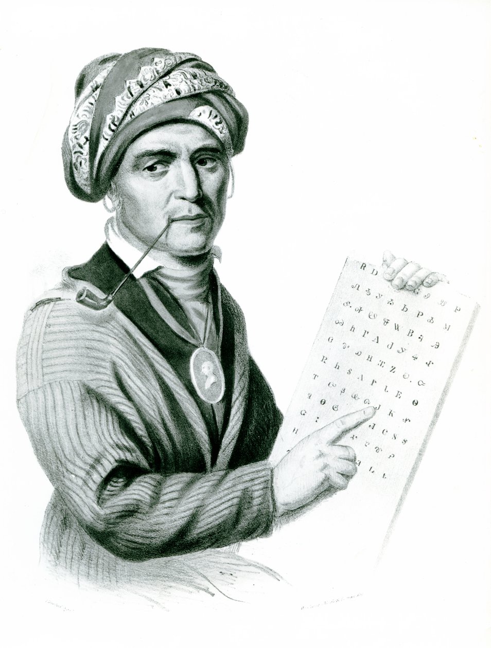Se Quo Yah（Sequoyah），印度字母的发明者，1836年（b：w照片） 作者 美国学校