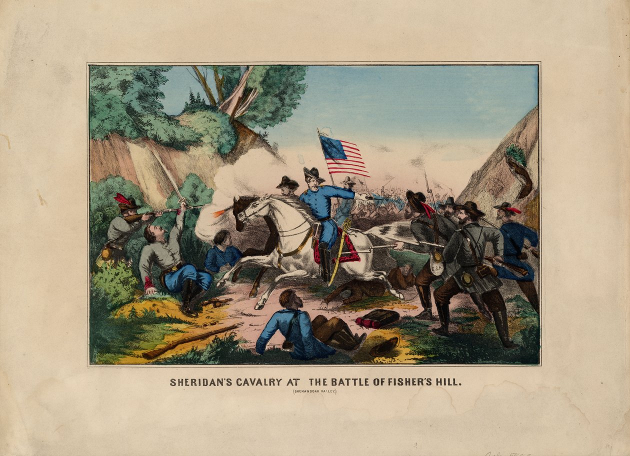 Sheridans骑兵在Fishers Hill战役（雪兰多山谷），酒吧。作者：Currier＆Ives，第1864页 作者 美国学校