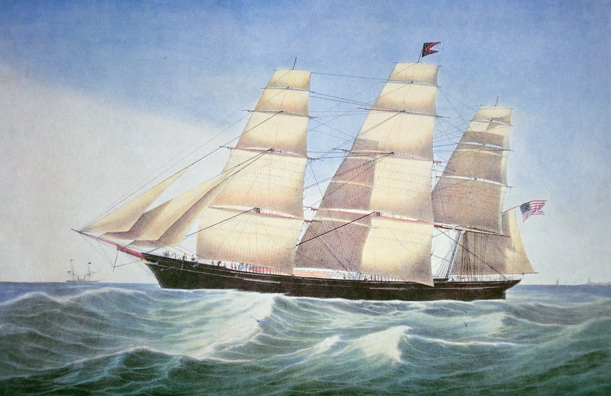 海上霸主，纳撒尼尔-柯里尔（1813-88）的石版画作品 作者 美国学校