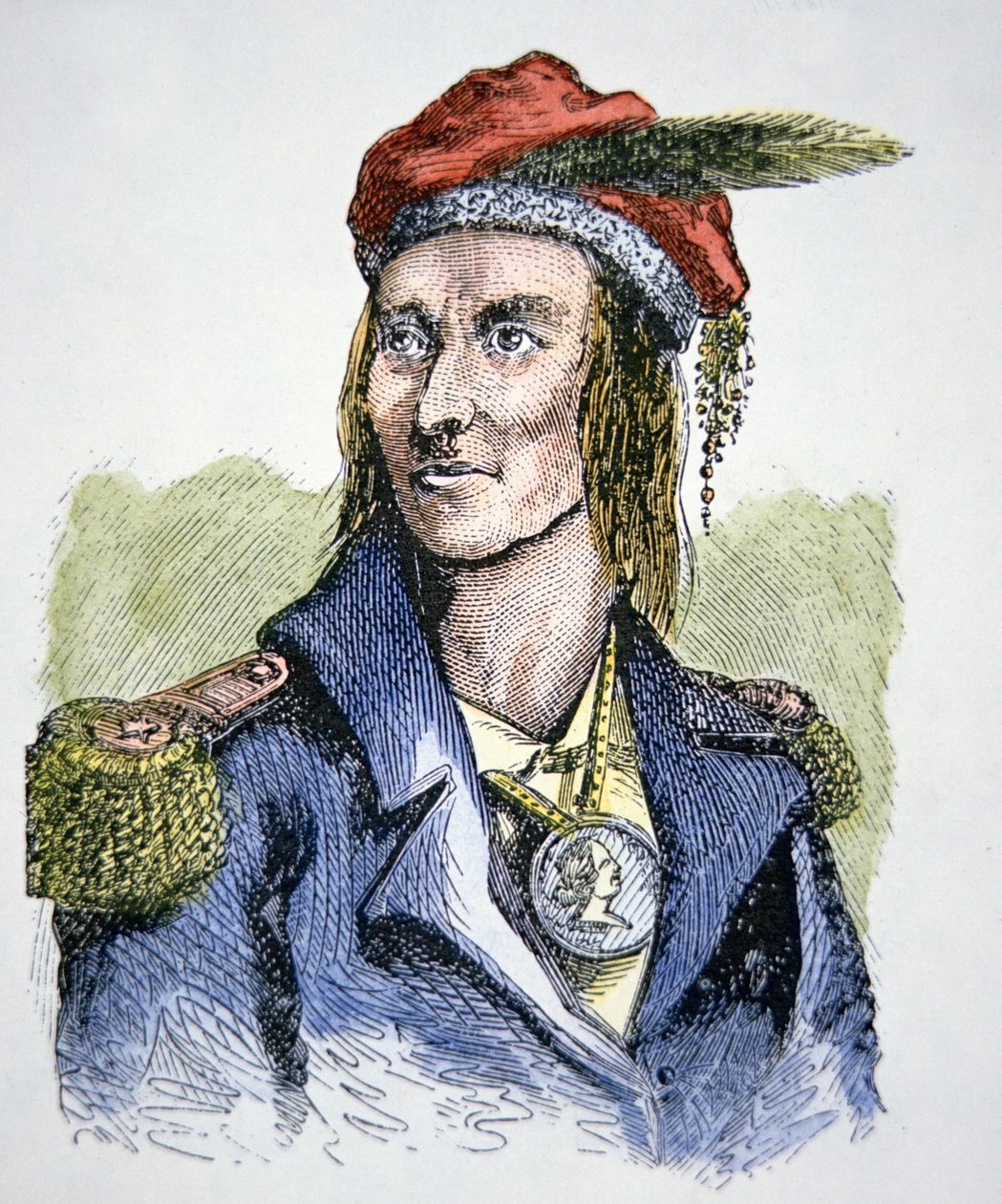 Tecumseh (1768-1813)（彩色雕刻） 作者 美国学校